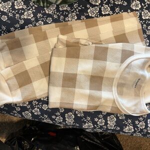 Neutral Beige & Cream Checkered Knit Top